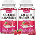 Calcium Magnesium Zinc Gummies-Calcium Magnesium 2:1 Ratio with Vitamin D3, K2, B6, B12 for Bone Strength, Muscle Function & Nerve Health, Extra Absorption Formula, Vegan, Raspberry Flavor 120 Gummies