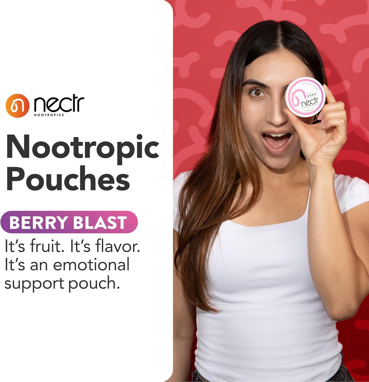 Nectr Energy Nootropic Pouches – Berry Blast Flavored, Caffeine Pouches with Cognizin® Citicoline. Sugar-Free Brain Treats. Smooth, Sustained Focus & Energy Supplement - 5 Pucks of 16pcs