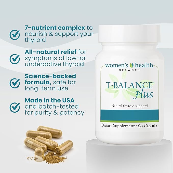 T-Balance Plus: Natural Thyroid Support for Women & Men with Underactive Thyroid - Thyroid Supplement with Iodine, Selenium, Ashwagandha & 5 Herbal Extracts - 60 Capsules (30 Days Supply)