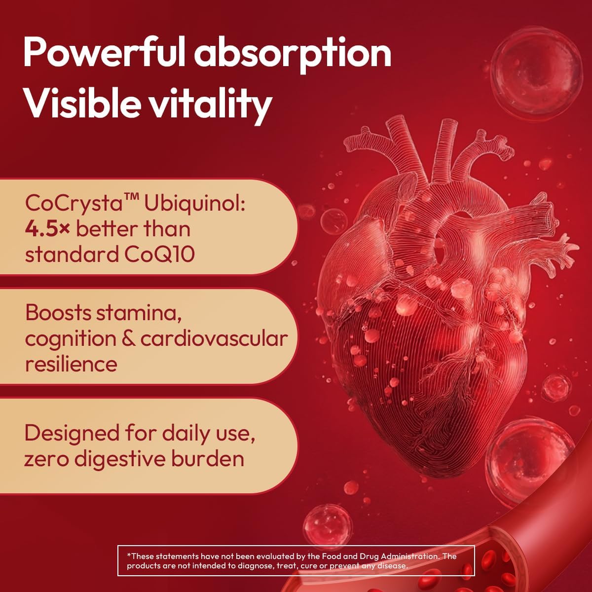 BIGVITA CoCrystal CoQ10 + 120 mg Ubiquinol – Ultra-Absorption Formula with PQQ, SOD & BioPerine – Supports Heart, Energy & Cellular Vitality – 60 Capsules - 2 Month Supply
