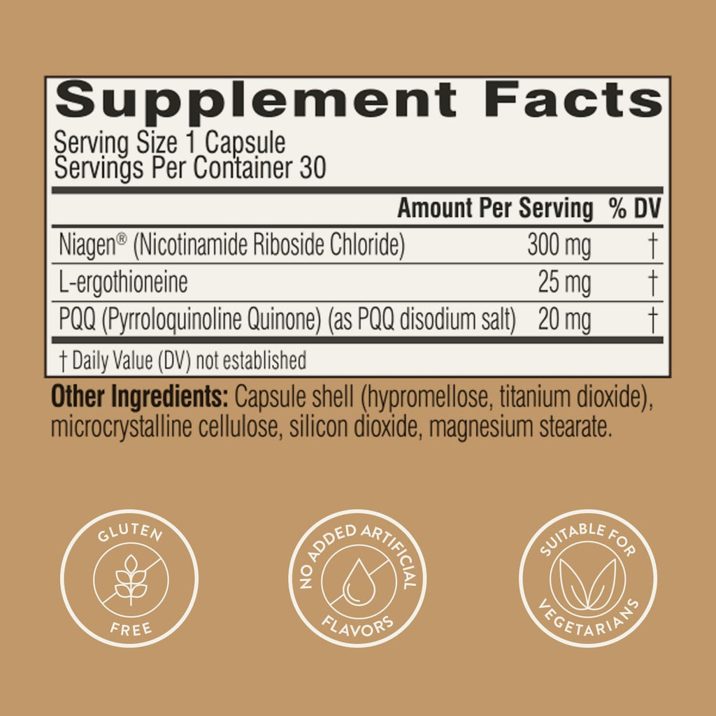 Swisse NAD+ Pro Anti-Aging | Featuring Clinically Proven 300mg Niagen® | L-Ergothioneine & PQQ | Supports Beauty, Longevity & Vitality | 30 Capsules