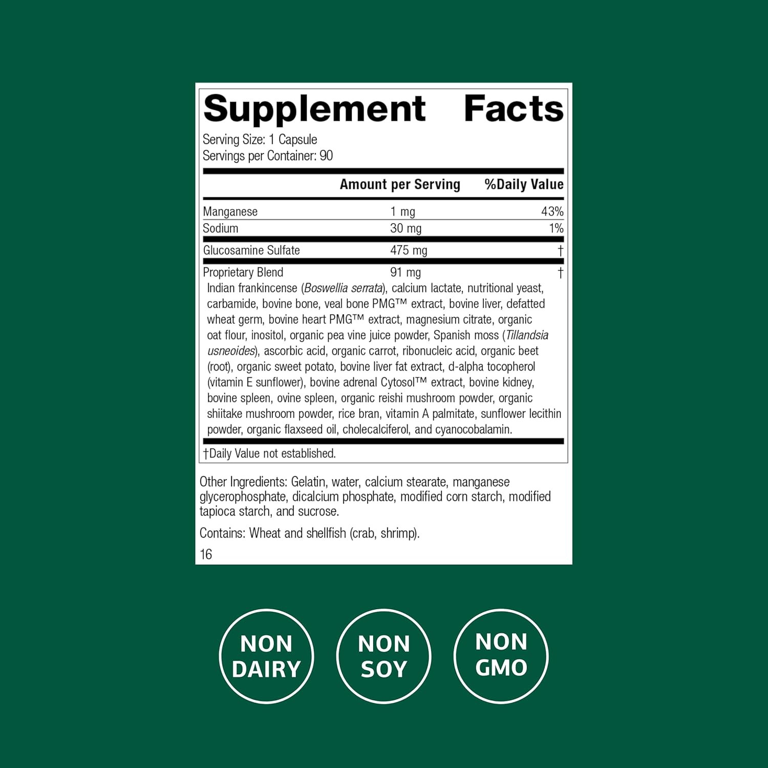 Standard Process Glucosamine Synergy - Joint Health Support Supplement - Support Connective Tissue with Glucosamine & Boswellia Serrata - Whole Food-Based Supplement with Manganese - 90 Capsules