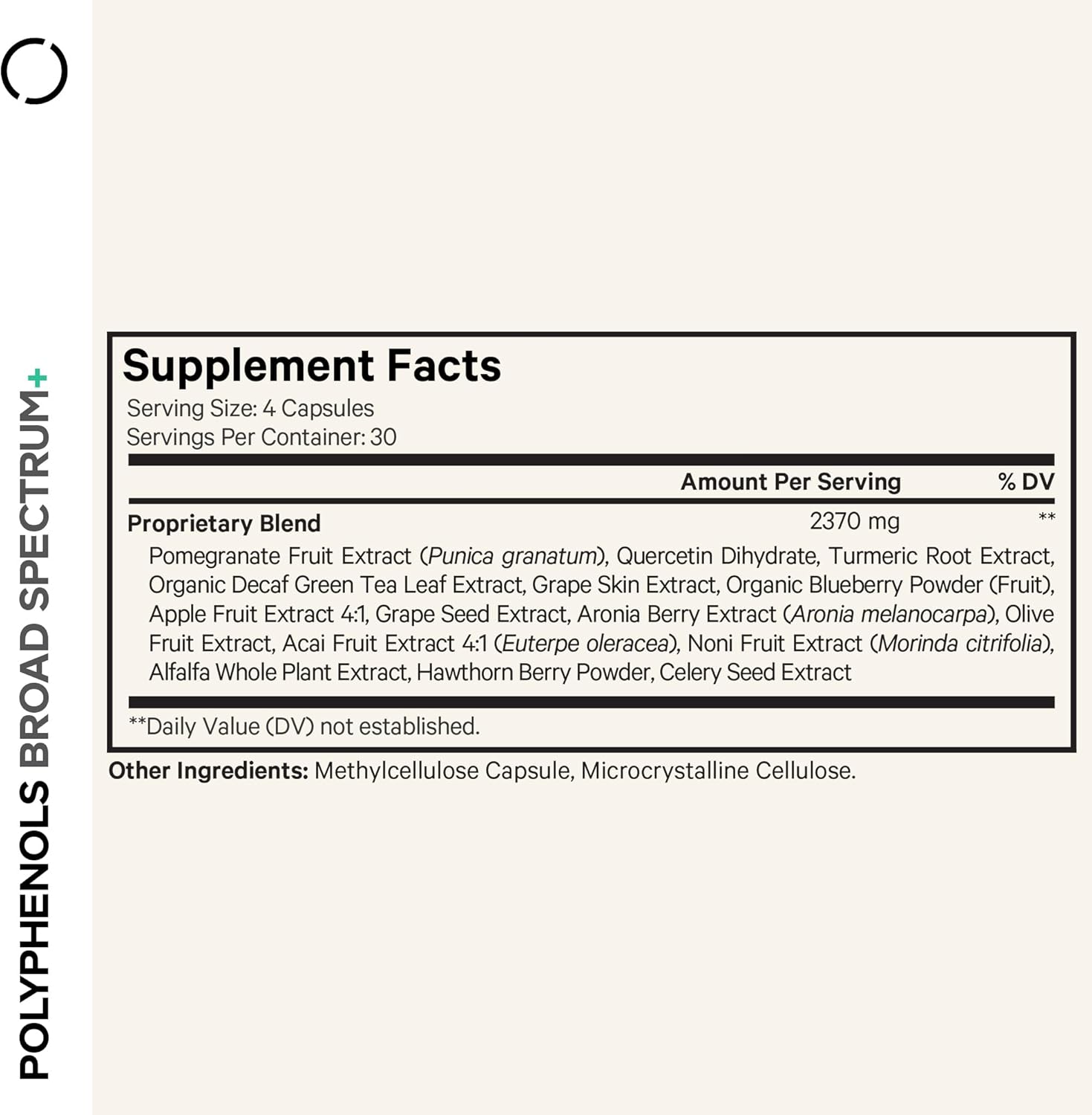 Codeage Polyphenols Broad Spectrum Supplement - Blend of 15 Berries, Fruits, and Botanical Extracts, Decaf Green Tea Leaf, Quercetin, Resveratrol, Pomegranate, Turmeric - Non-GMO - 120 Capsules