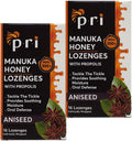 P.R.I Manuka Honey Lozenges with Propolis, Soothing Cough and Throat Drops, MGO 300+ Certified, (Original Aniseed, 16 Count/2 Pack)