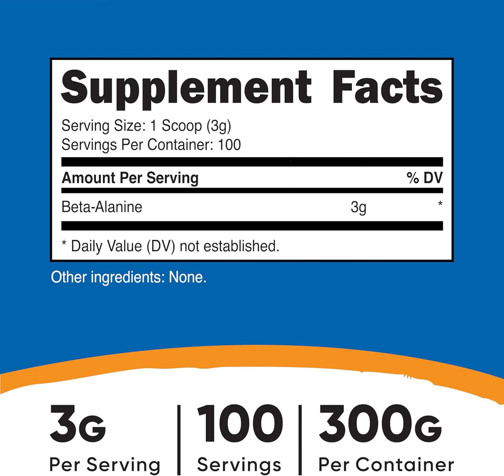 Nutricost Beta Alanine Powder 300 Grams (10.7oz) - 3 Grams Per Serving
