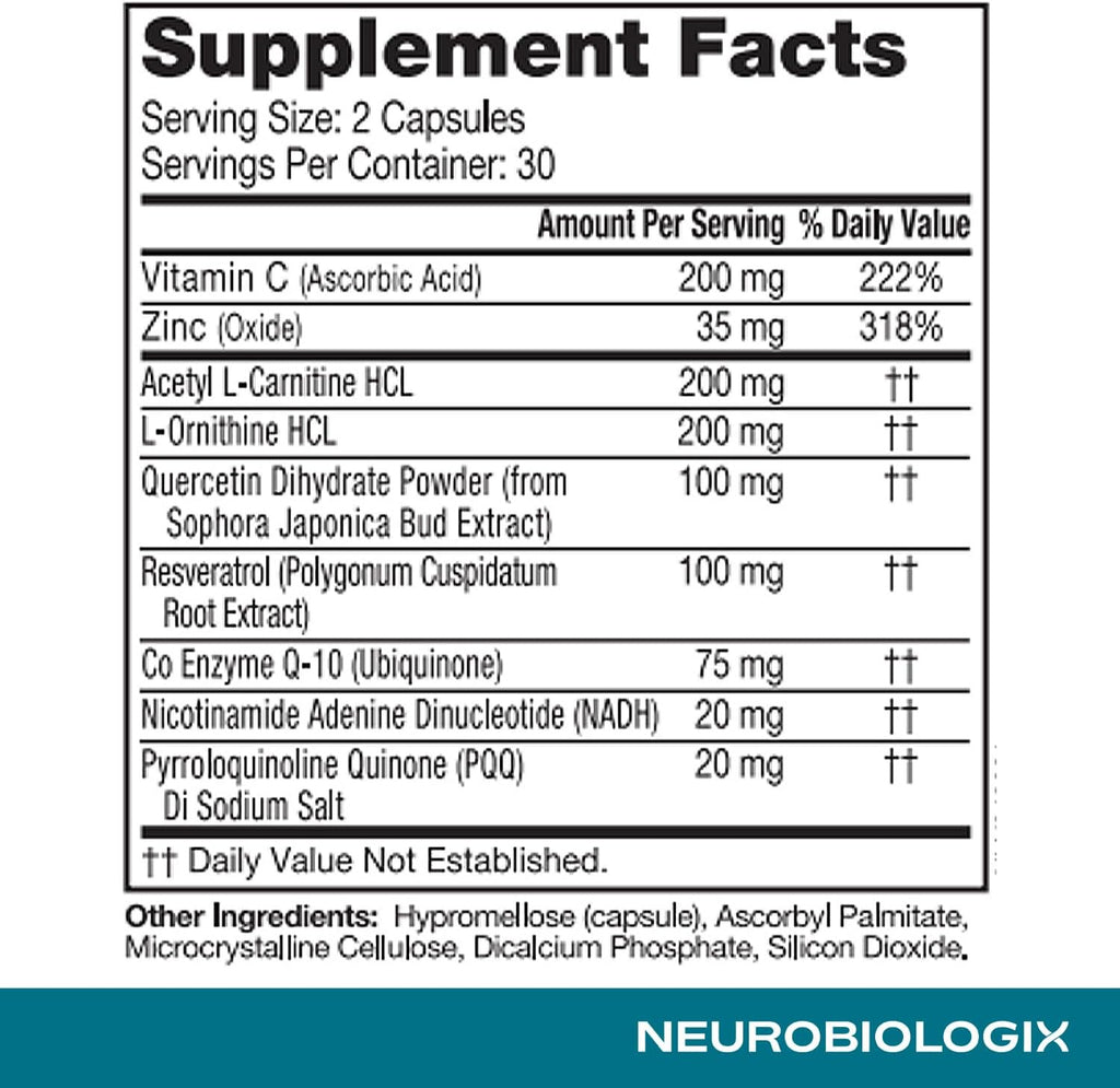 Mito Cell PQQ Supplement for Optimal Mitochondrial Support - Pyrroloquinoline Quinone Supplement to Promote Enhanced Energy & Performance & Cognitive Function - with CoQ10, NADH, Vitamin C & More