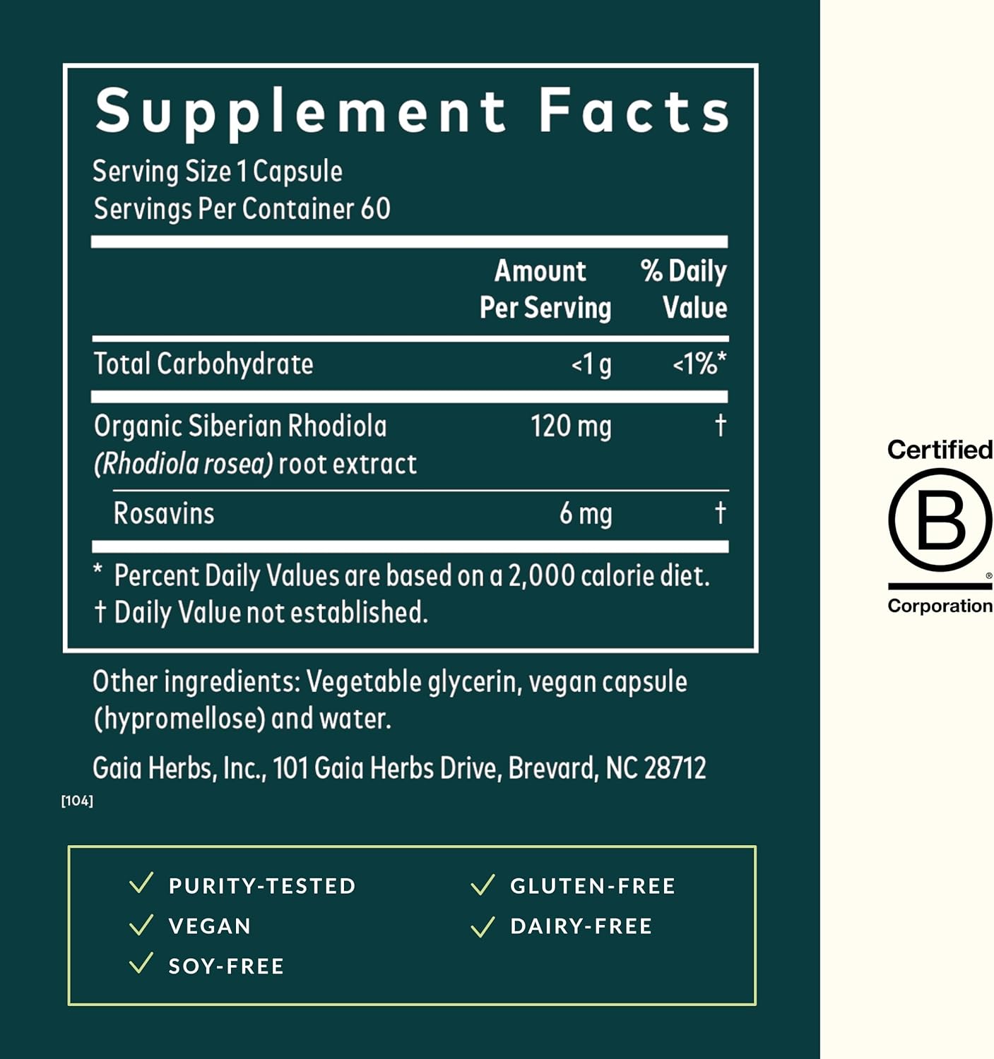 Gaia Herbs Rhodiola Rosea - Stress Support Supplement Traditionally for Supporting Healthy Stamina & Endurance - with Siberian Rhodiola Root Extract* - 60 Vegan Liquid Phyto-Capsules (30-Day Supply)
