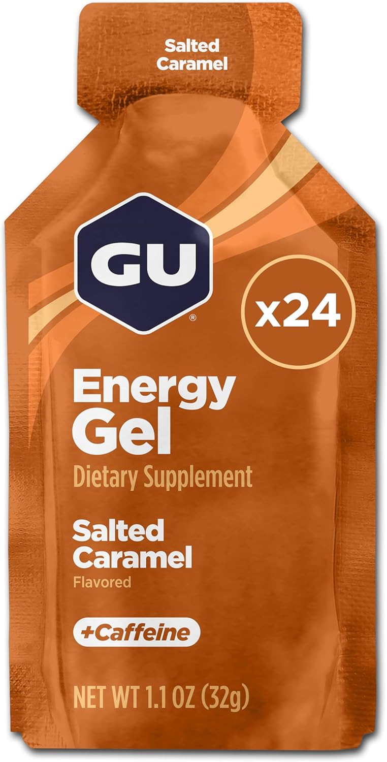 GU Energy Original Sports Nutrition Energy Gel, Salted Caramel, 24 Count