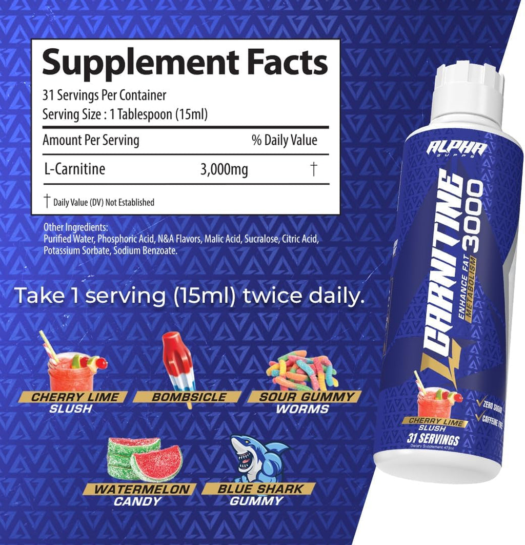 L Carnitine Liquid 3000 | Stimulant-Free L-Carnitine Supplement for Men & Women | Pre-Workout Energy Boost & Muscle Recovery | Zero Sugar, Fat, & Carbs | 31 Servings (Bombsicle)