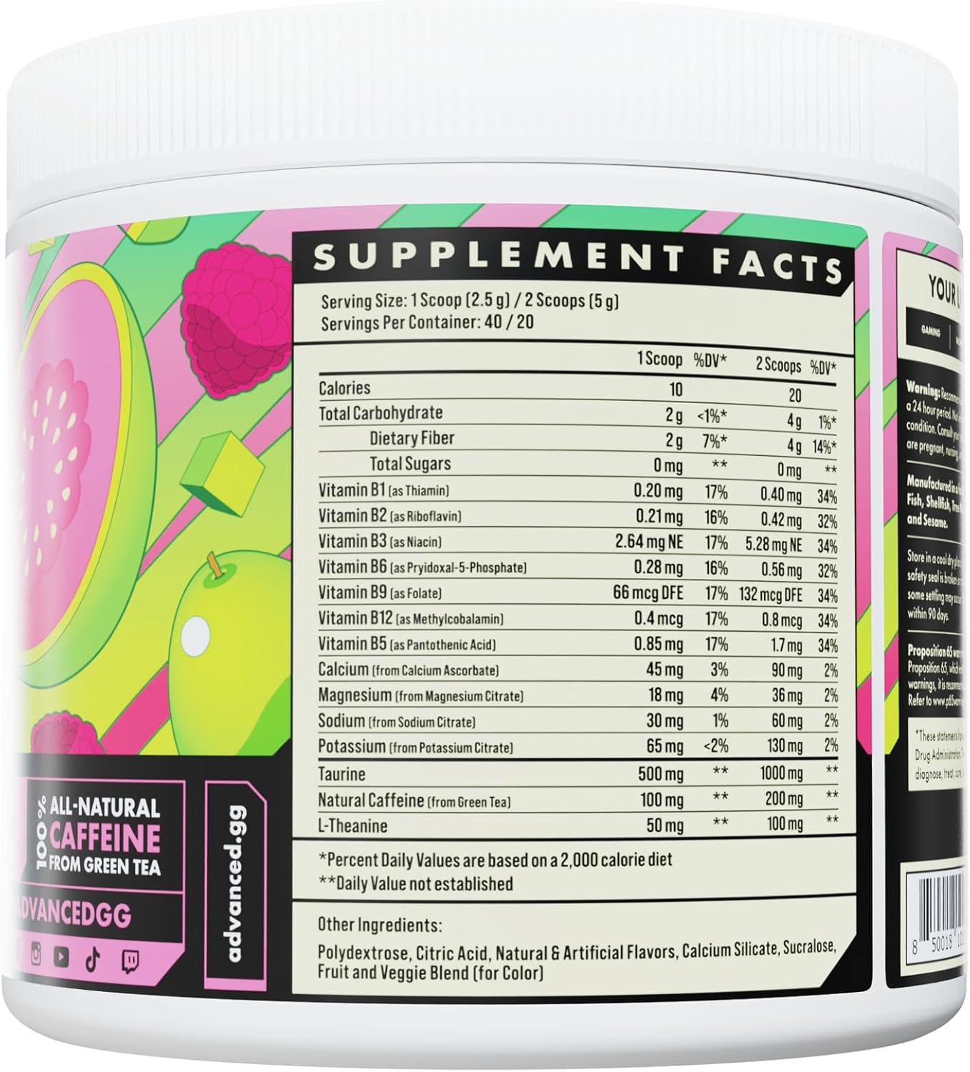 Advanced Energy - Energy Boosting Formula with Electrolytes for Hydration - L-Theanine to Combat Jitters - Sugar Free & Keto Friendly - No Maltodextrin (40 Servings) (Guava Berry)