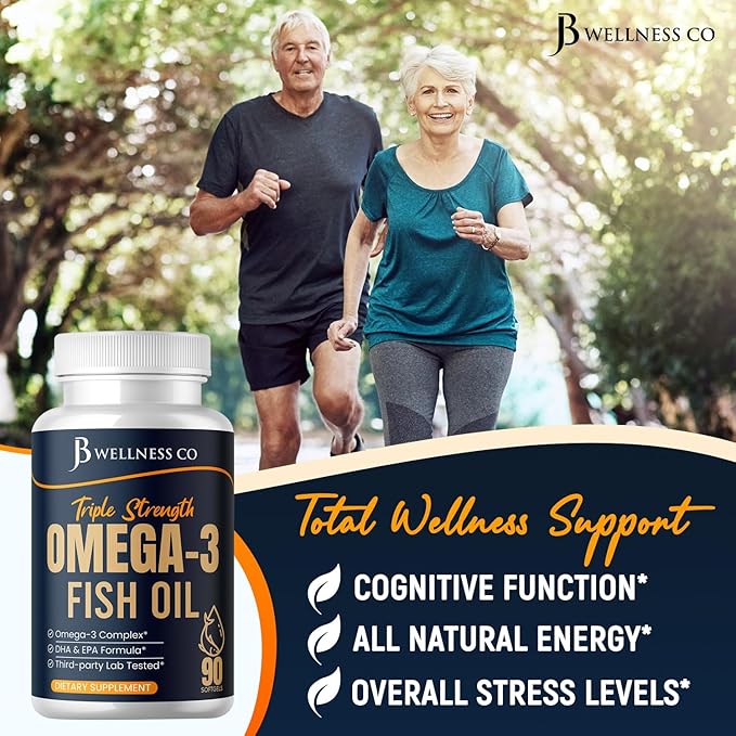 Triple Strength Omega 3 Fish Oil 3750 mg - EPA & DHA - Over 3000mg Omega-3 Fatty Acids - 1350mg EPA + 900mg DHA - Best Essential Fatty Acids, Burpless Fish Oil - 90 Count