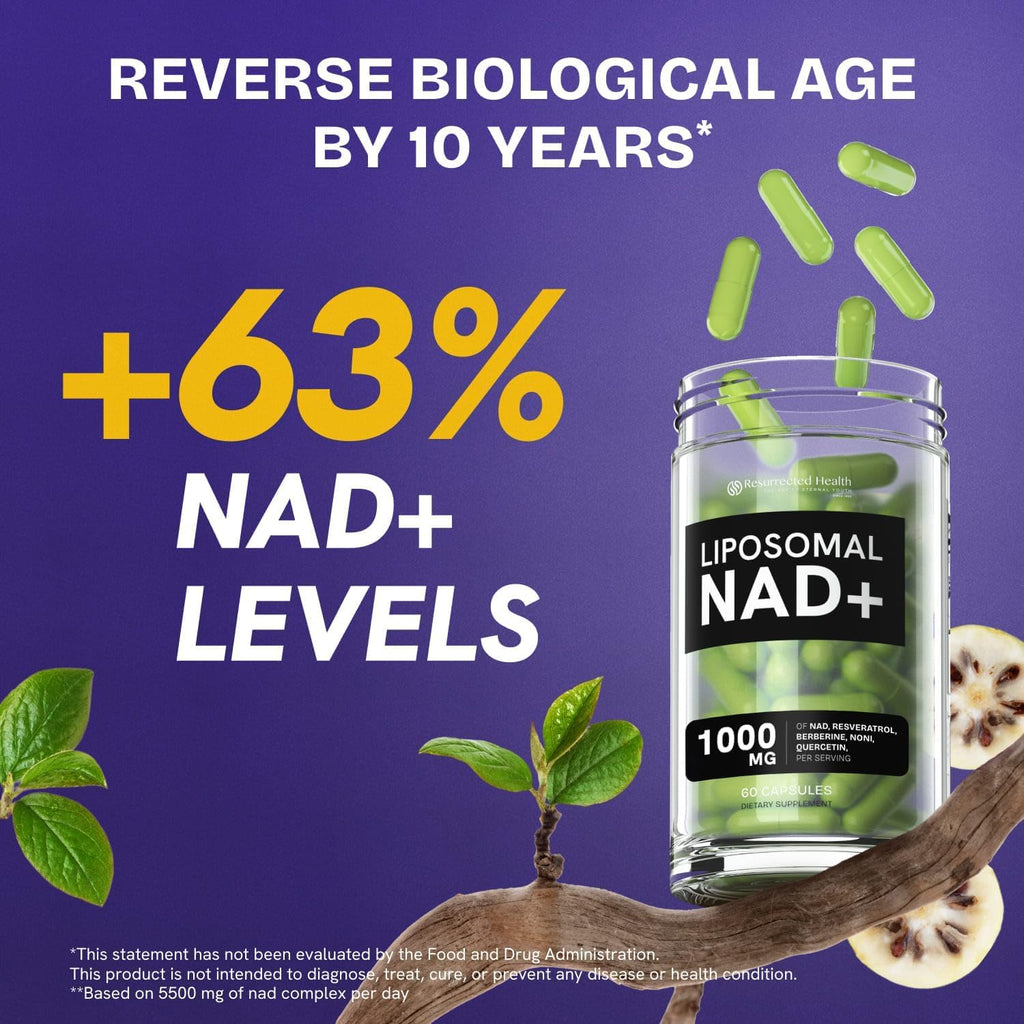 Liposomal NAD Supplements for Women Resveratrol NAD + Supplement w/Berberine, Quercetin, Noni | Boosts NAD Anti-Aging, Bravfin Support, Gut Heath - 60 Capsules