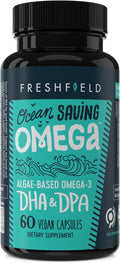 Ocean Saving Omega, Algae Omega 3, DHA Supplement, 2-Month Supply, Sustainably Sourced, Highest Levels of DHA per Capsule (440 mg), w/DPA