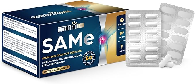SAM e Supplement 500mg - Extra Strength SAM-e(S-Adenosylmethionine) for Mood, Liver & Join t | 25% More Potent Than 400mg SAM-e | Vegan | 60 Medical Blister Pack Capsules