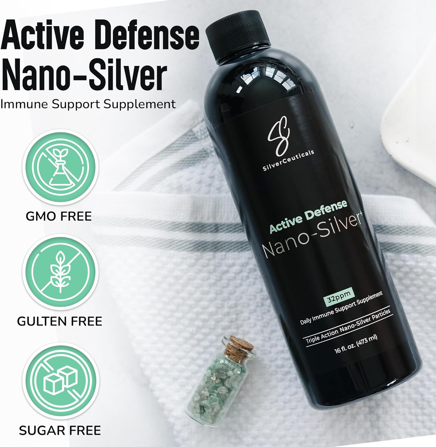 Colloidal Silver w/Nano Technology - 32ppm 8oz - 8X More Effective - Natural Immune Support - Save The Sick Days - Ages 5 & Up - Outperforms Higher PPM Silvers - No Taste & Smell - 3rd Party Tested