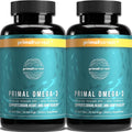 Primal Harvest Omega 3 Fish Oil Supplements, 30 Servings Soft Gels Capsules w/ 1000mg EPA + DHA Supplements, No Fishy Burps Non-GMO Omega 3 Fatty Acid, 2 Pack