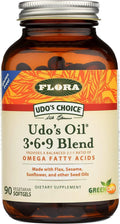 Flora Udo's Oil 3-6-9 Blend - Contains Organic Coconut, Flax Seed Oil & More - 90 Vegetarian Softgels