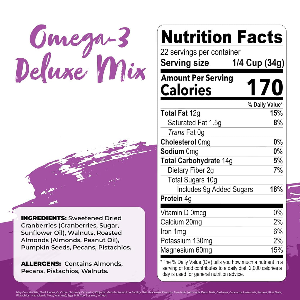 Nature's Garden Omega-3 Deluxe Mix – Power Up, Heart Healthy, Gluten Free, Antioxidant Rich, Cholesterol Free, Sodium Free, No Artificial Ingredients – 26 Oz Bag (Pack of 1)
