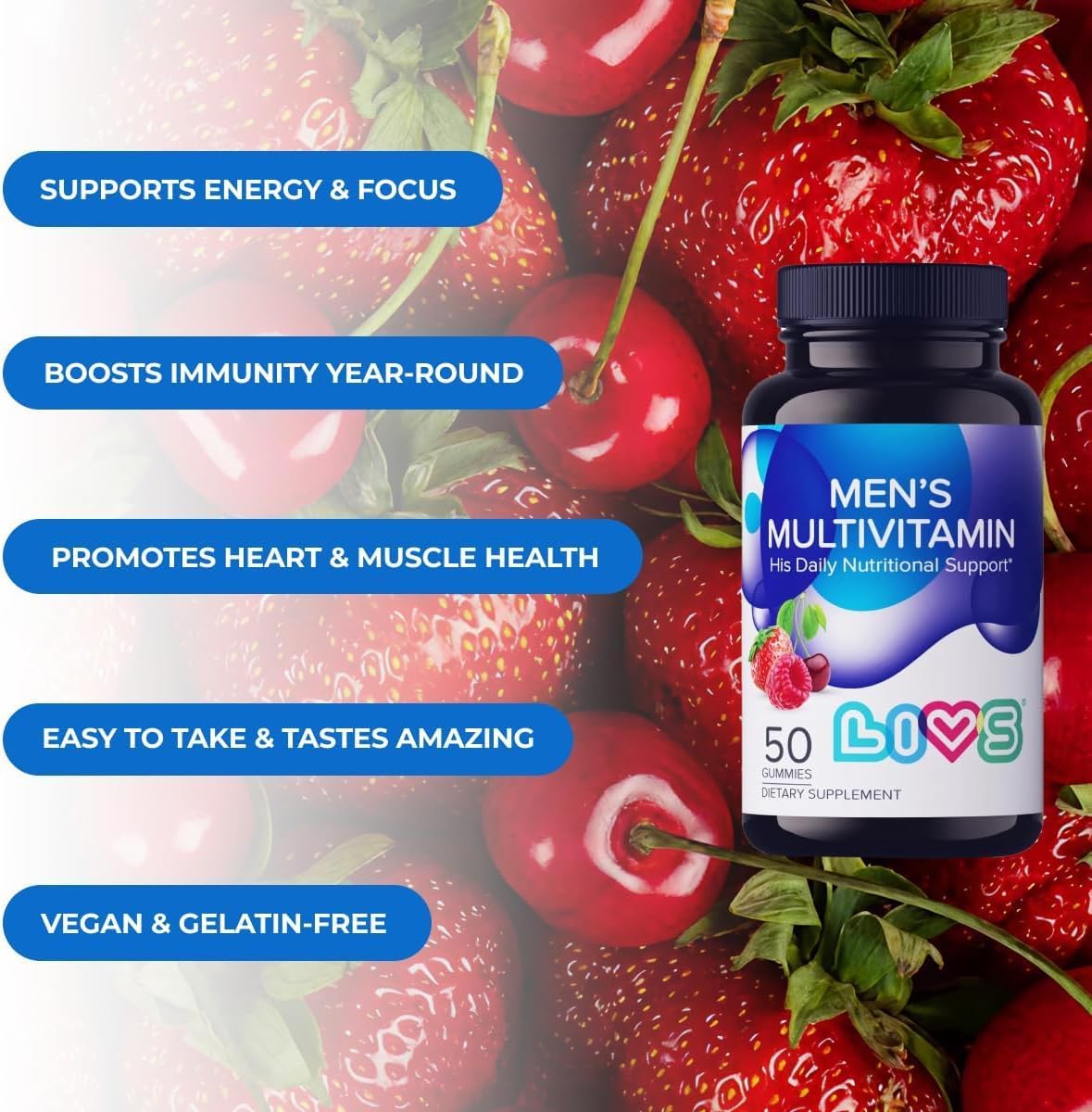 Men’s Multivitamins Gummies | Chewable Multivitamins for Men Health, Iron & Immune Support | Daily Vitamins with Zinc, Vitamin D3, B12, Biotin & More | Gluten Free & Vegan Gummy Vitamins – 100 Ct
