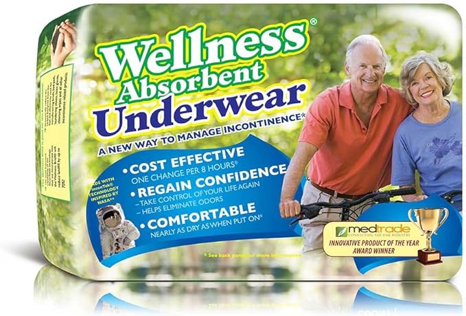 Unique Wellness Absorbent Underwear (Pull-Ups) Size Medium (19"–30" Waist) 16 Count