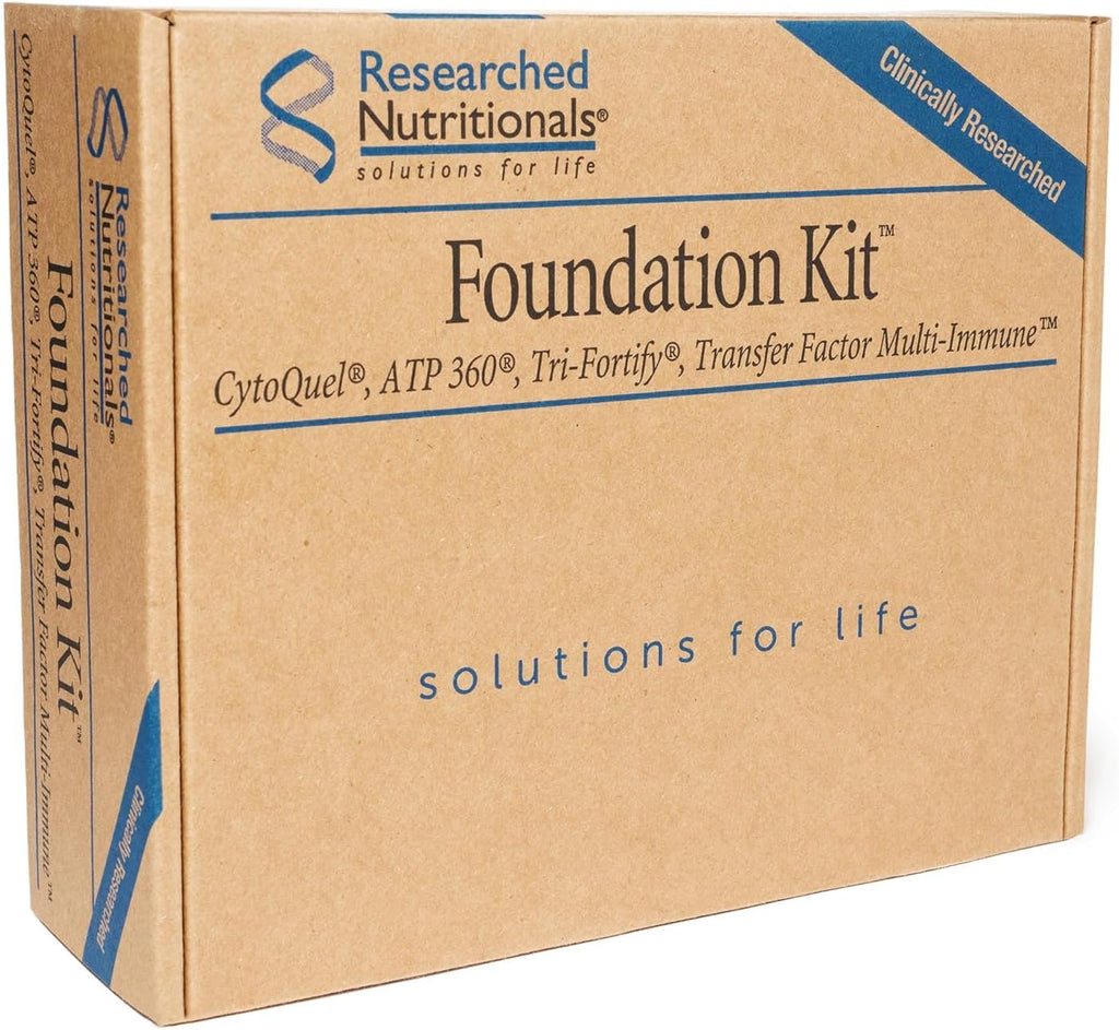 Researched Nutritionals Foundation Kit - Tri-Fortify Liposomal Glutathione (450mg) Watermelon, Transfer-Factor Multi Immune, ATP 360 & CytoQuel to Support Energy, Immunity, Cytokine Response & Detox