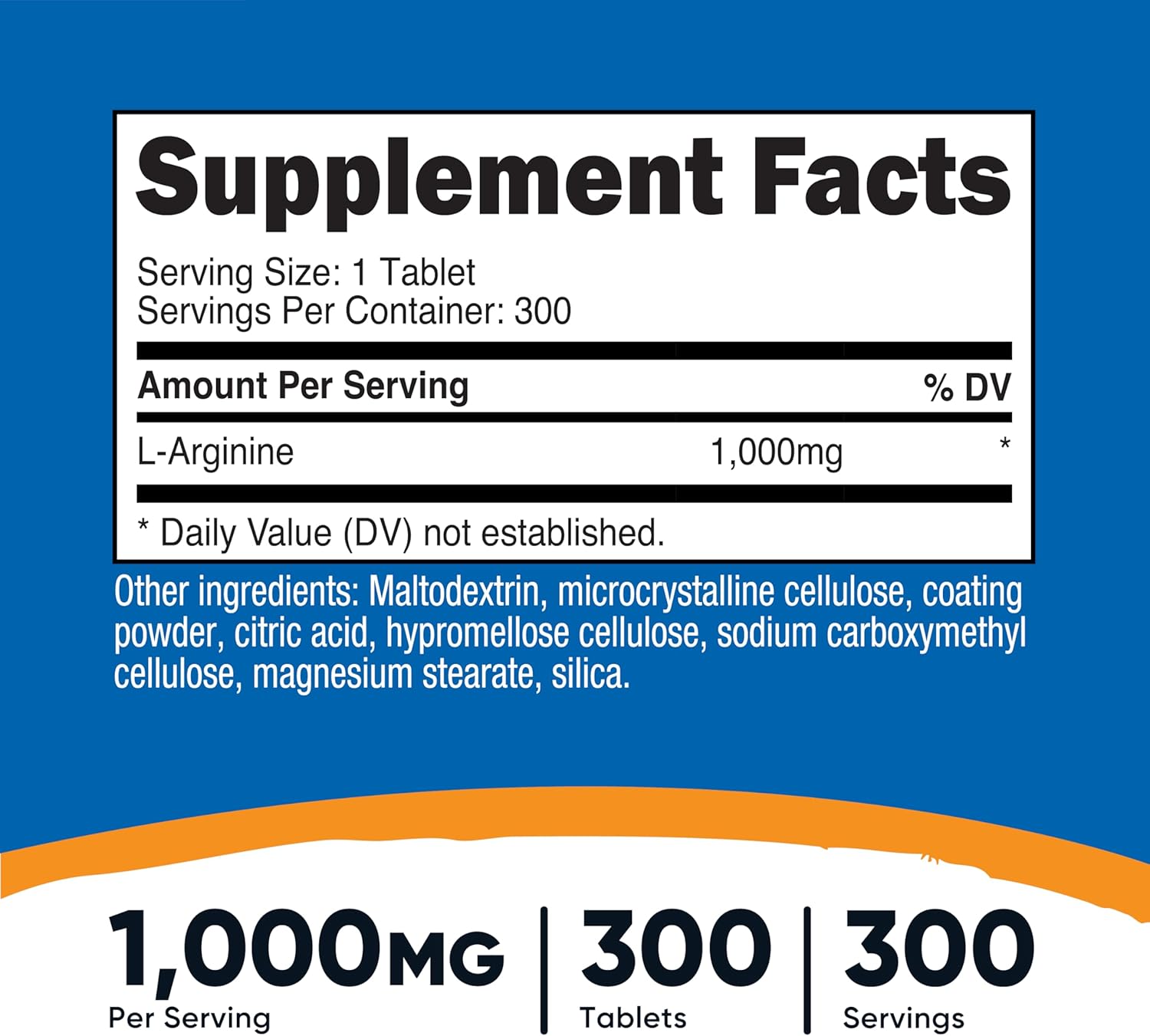 Nutricost L-Arginine 1000mg, Amino Acid Tablets (300 Tablets)
