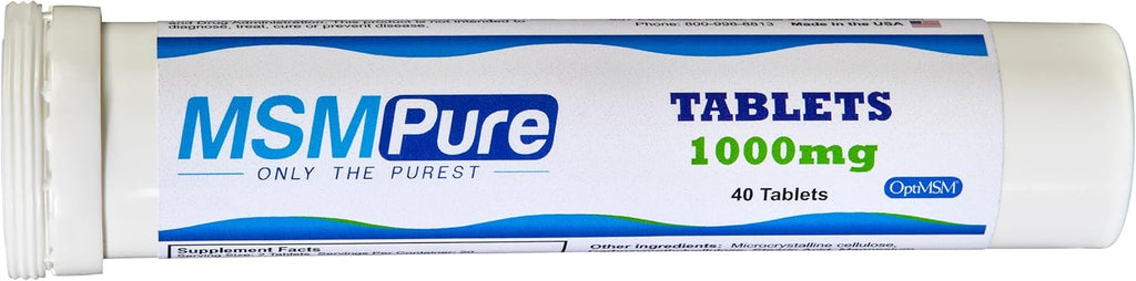 KALA HEALTH MSMPure MSM Tablets – 1,000 mg US-Made MSM per Tablet for Joint Health, Skin Appearance, Hair & Nail Support – Coated for Easy Swallowing, Tasteless – 40 Count Travel Size
