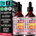 (2 Pack) Vitamin B12 and B6 Liquid Drops, B12 Sublingual Vitamin B Complex - B 12 Vitamin 5000mcg - B12 Methylcobalamin for Energy, Brain, and Heart Support with 27,200 mcg, Strawberry, 80 Servings
