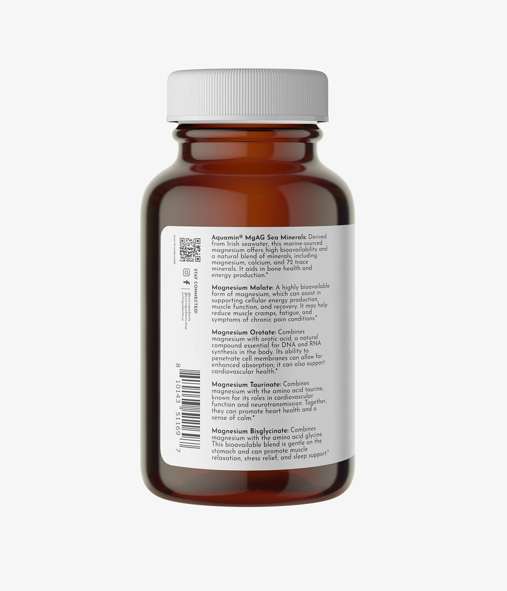Magnesium Complex – 60‑Capsule Five Bioavailable Magnesium Forms (Aquamin® Sea Minerals, Malate, Orotate, Taurate, Bisglycinate) – Supports Relaxation, Sleep, Mood, Heart & Nervous System