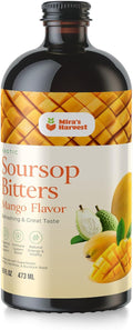 Mira's Harvest Soursop Bitters Liquid Mango Flavor, Premium Grade For Immune Boost, with Irish Moss, Burdock Root, African Mango 16oz