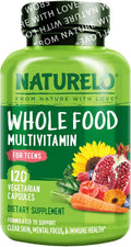 NATURELO Teen Multivitamin - Whole Food Multivitamin - with Minerals for Teenage Boys & Girls - Supplement for Active Kids - Non-GMO - Vegan & Vegetarian - 120 Capsules