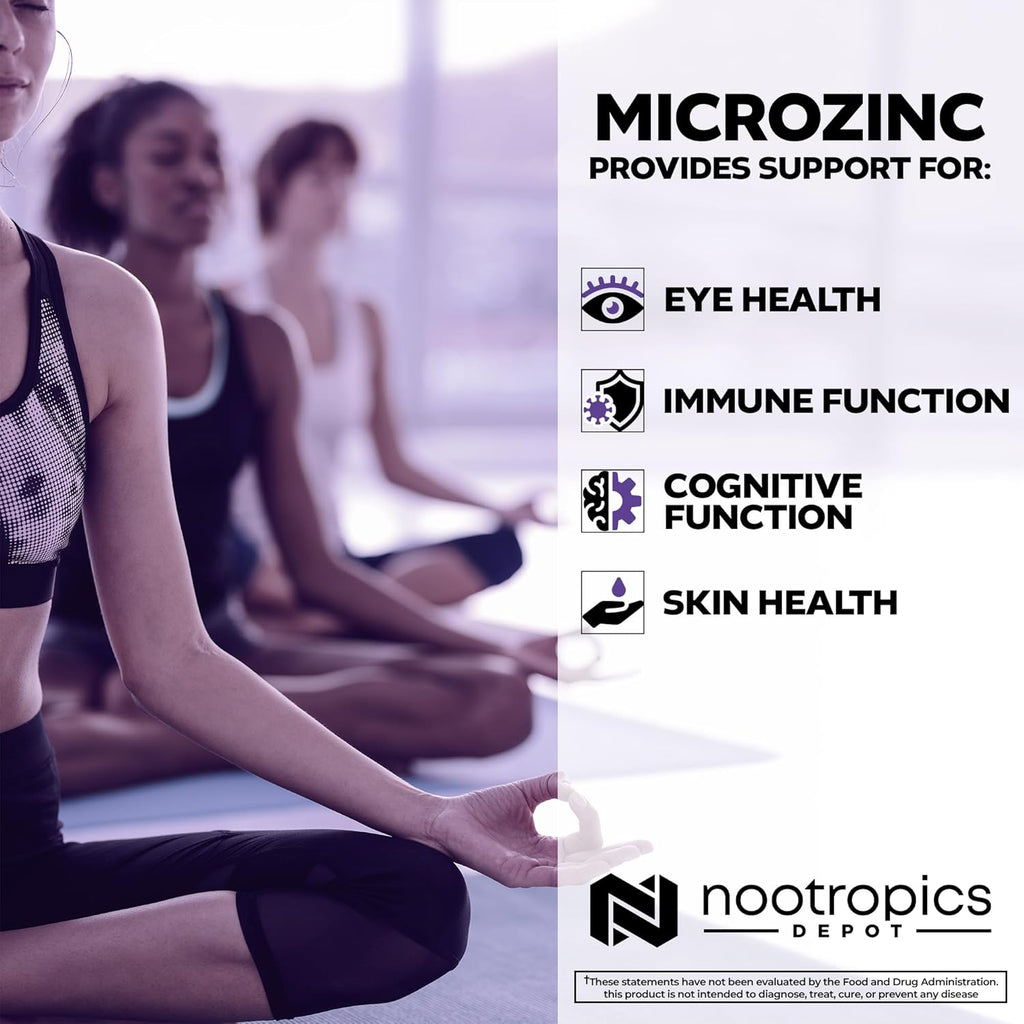 Nootropics Depot MicroZinc Capsules | 20mg | Optimized Zinc Supplement | 90 Count