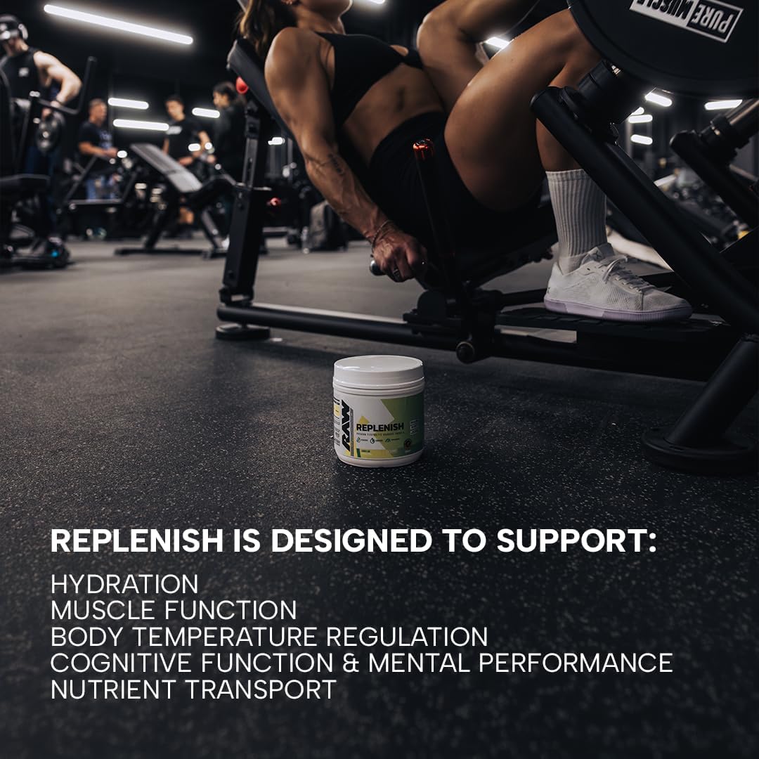 RAW Replenish, Premium Electrolytes Powder Recovery Formula, Chocolate (60 Servings) - Flavored Electrolyte Drink Mix Supplement for Hydration, Replenishment, Endurance & Performance Workouts
