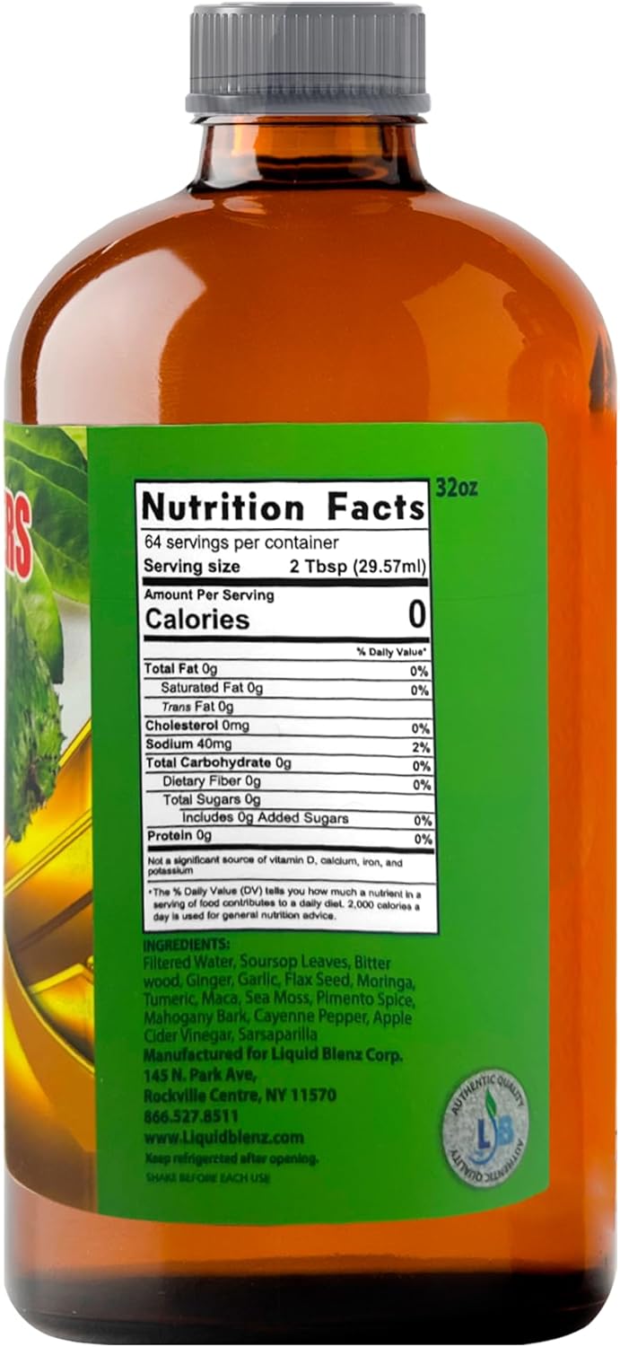 Pure Soursop Bitters with Moringa & Turmeric | Herbal Detox & Natural Energy Support | 32 fl oz