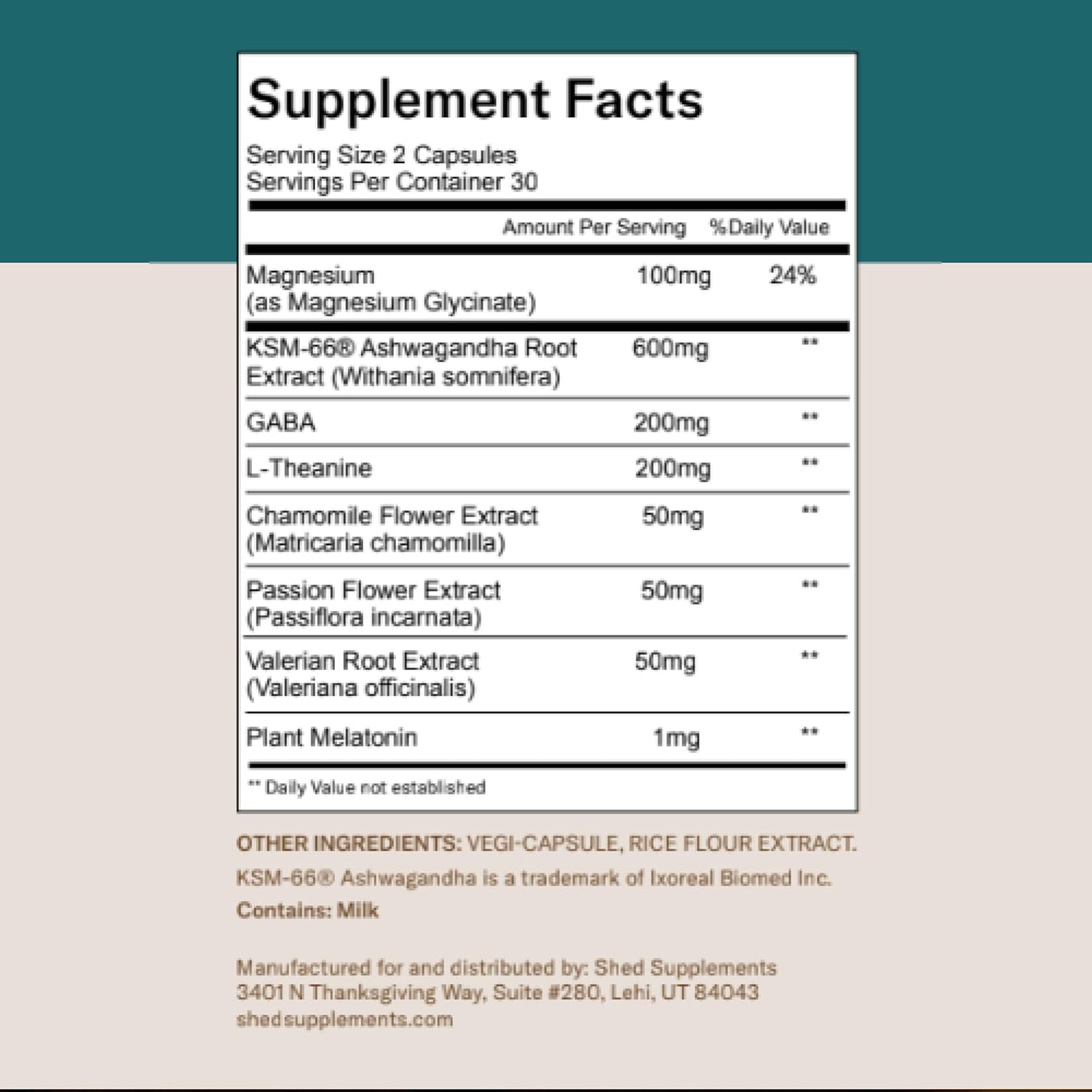 SHED Drift Natural Sleep Aid with Plant-Based Melatonin, KSM-66 Ashwagandha, GABA, Magnesium & Herbs – Supports Relaxation, Sleep Quality & Circadian Rhythm – 60 Capsules