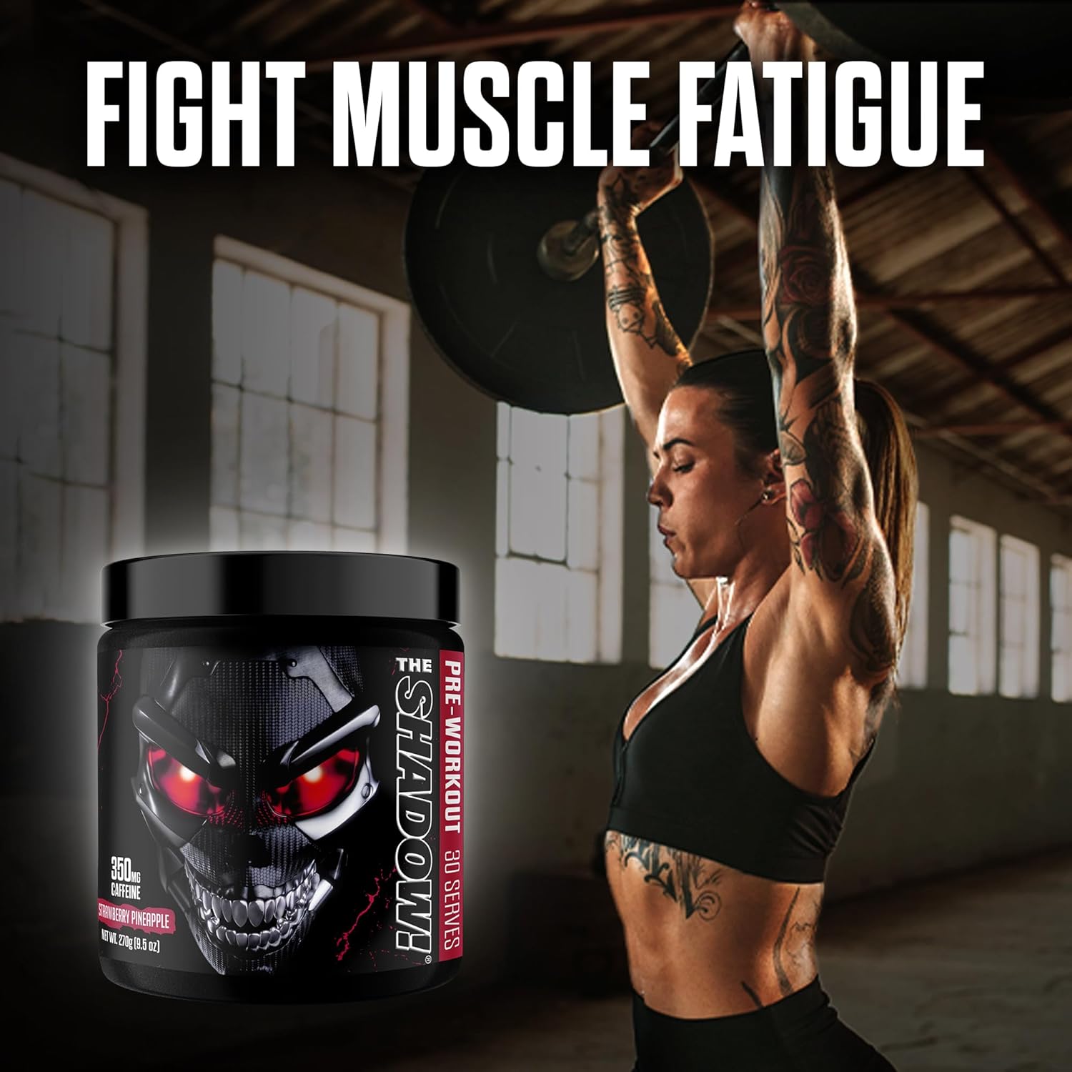 JNX SPORTS The Shadow! 350mg of Caffeine Hard Core Preworkout - Strawberry Pineapple 30 Servings | Electric Energy, Mental Focus & Superhuman Strength for Men & Women