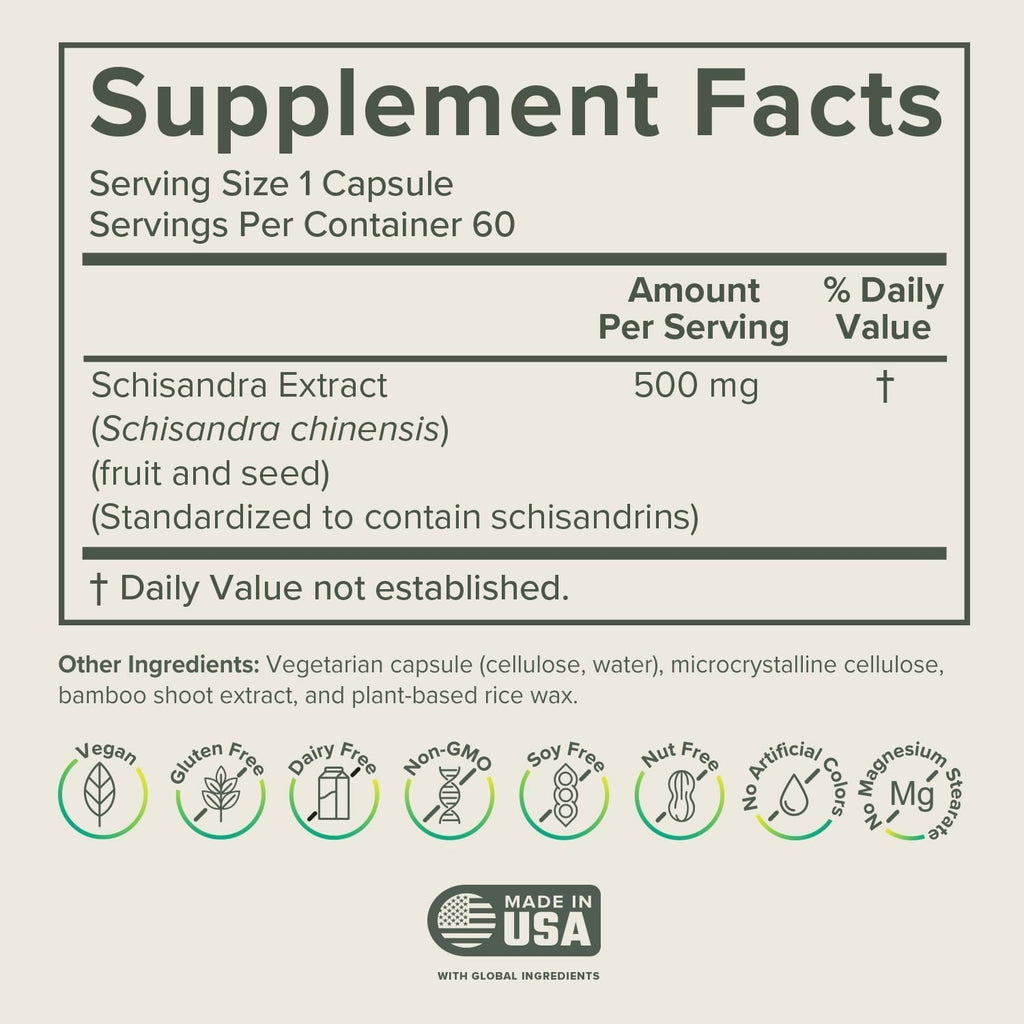 Prominent Nutrition Schisandra Berry Extract, Clinically Researched 500 mg Dose for Stress Management Support, Standardized to Schisandrins, Pure Schisandra Chinensis Fruit Extract, 60 Capsules