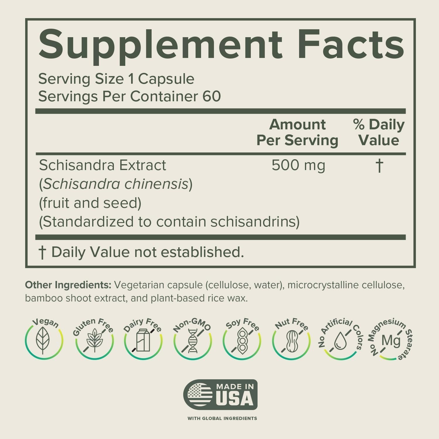 Prominent Nutrition Schisandra Berry Extract, Clinically Researched 500 mg Dose for Stress Management Support, Standardized to Schisandrins, Pure Schisandra Chinensis Fruit Extract, 60 Capsules