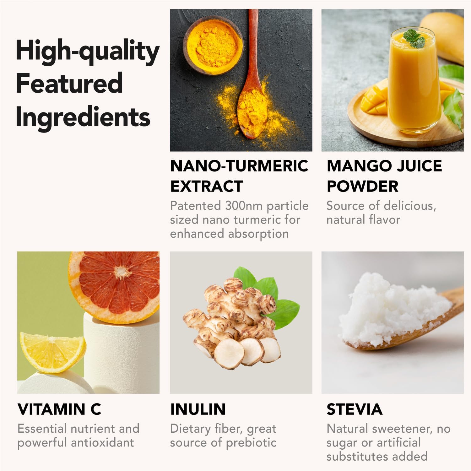 Nano Turmeric Curcumin Drink Powder, Golden Juice for Wellness & Immunity, No Turmeric Taste, Add to Smoothies/Water Daily Morning Routine–35X Absorption–Mango Flavor–Joint Support Supplement