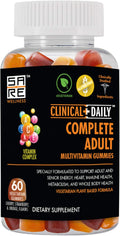 Clinical Daily Complete Daily Multivitamin Gummy for Women, Men, Teens, or Seniors. Contains Vitamins A, E, C, and B Complex from Superfood Fruits & Vegetables. 60 Vegetarian, Gluten Free Gummies