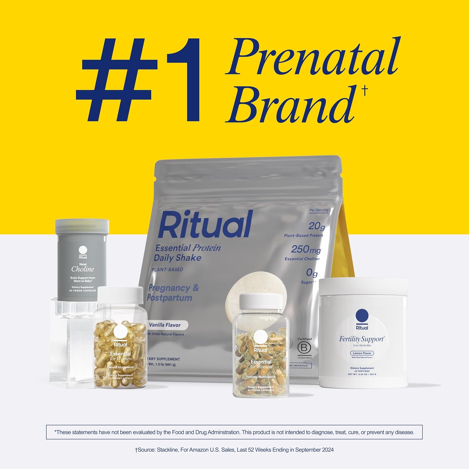 Ritual Essential for Women Postnatal Multivitamin - Postpartum Vitamin - Omega-3 DHA & Choline for Lactation Support, Vitamin A, C, D3 & Zinc for Immune Function Support*, B12, Iodine, Biotin, 30 Day
