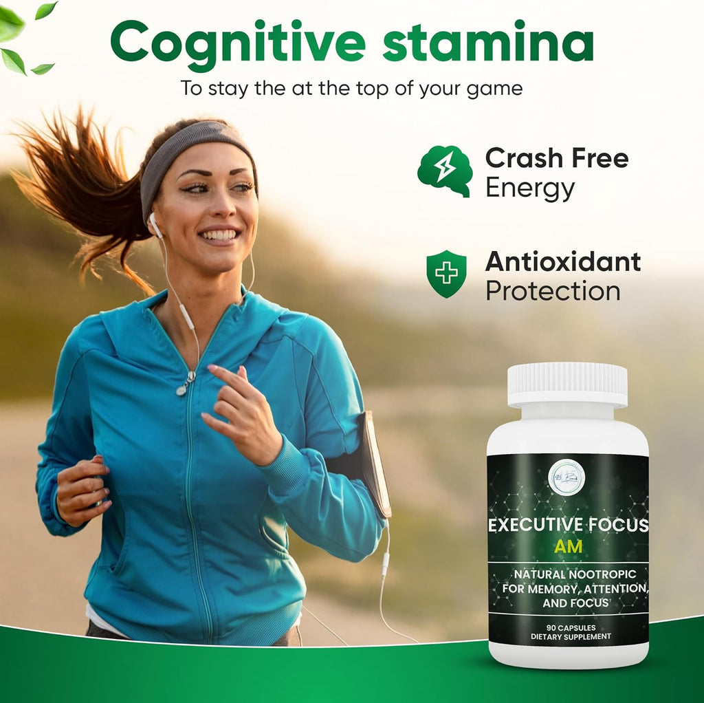 12-in-1 Natural Nootropic Brain Supplement for Memory and Focus, Nootropic for Men & Women, Brain Support Pill for Adults, Brain Vitamins - Focus 30 Day Supply