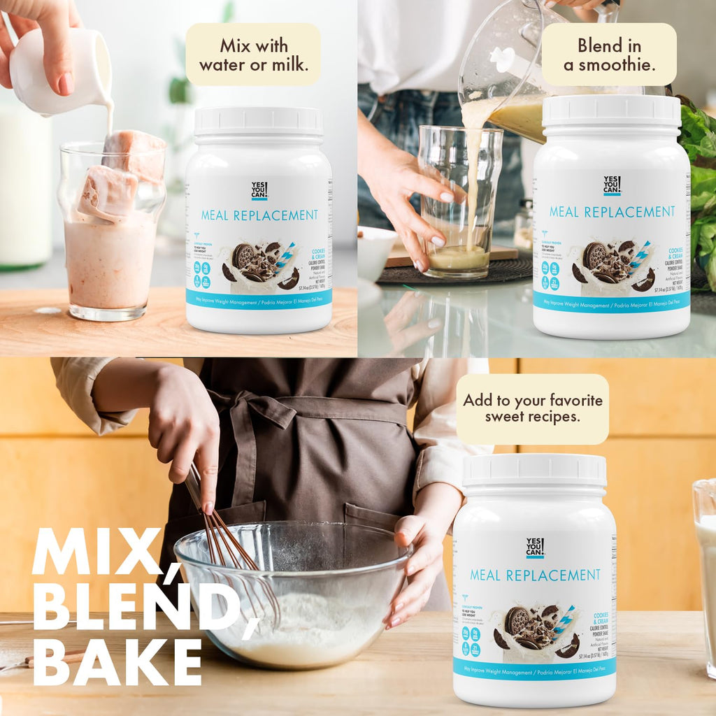 Yes You Can! Complete Meal Replacement - 15 Servings, 20g of Protein, 0g Added Sugars, 21 Vitamins and Minerals - All-in-One Nutritious Meal Replacement Shake (Cookies & Cream)