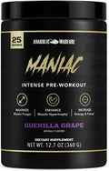 Anabolic Warfare Black Series Maniac, Pre-Workout Powder, Supports Nitric Oxide, Muscle Pumps, and Protein Synthesis* Guerilla Grape