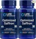 Life Extension Optimized Saffron Extract with Satiereal, 90 Vegetarian Capsules (Pack of 2)