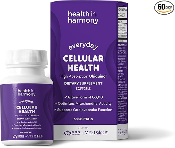 Everyday Cellular Health Supplement - Ubiquinol Coq10 Supplements With Vesisorb® For Enhanced Absorption - Energy Supplements Support Mitochondrial Function and Antioxidant Protection (2 Month Supply)
