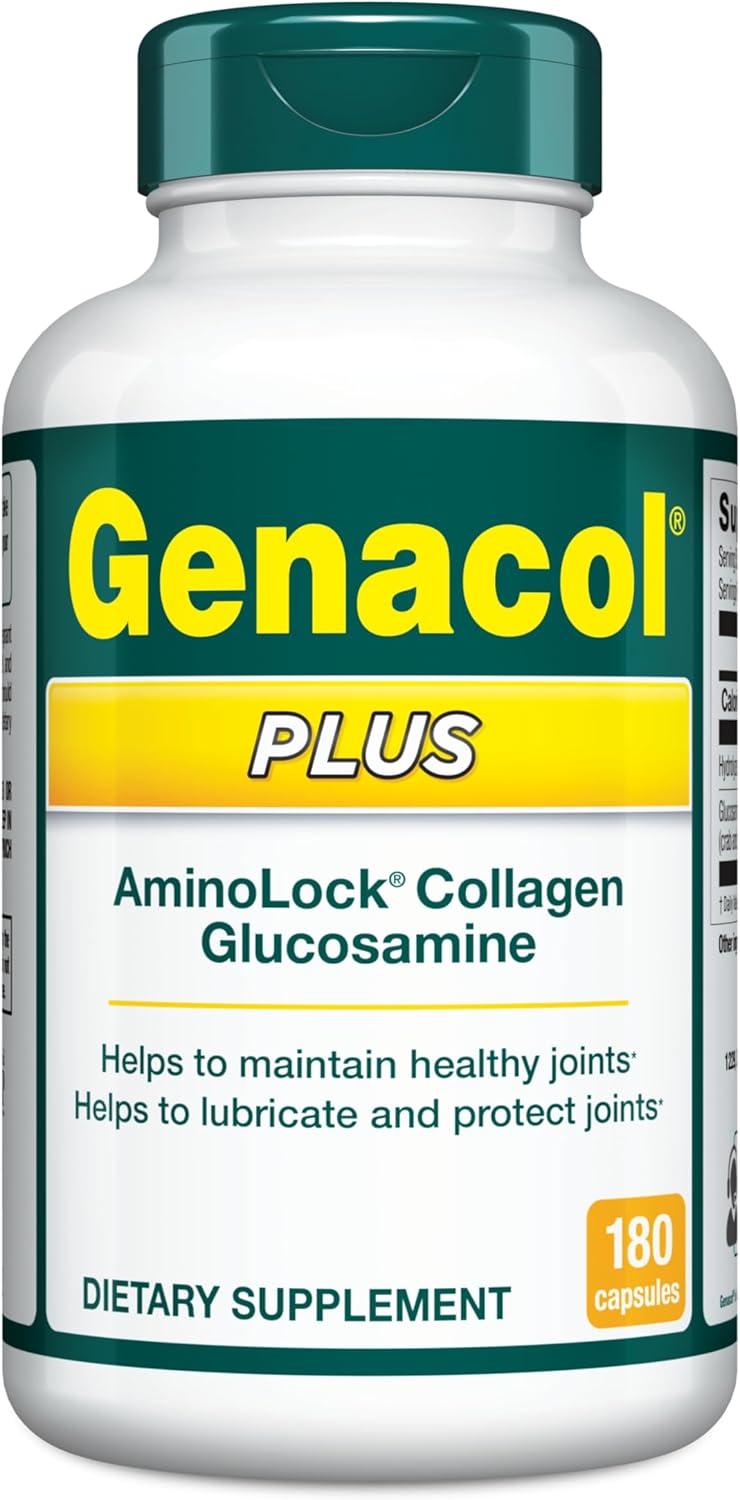 Genacol Plus – Glucosamine and Collagen Joint Supplement, Lubricates, Protects and Maintains Heathy Joints, Relieves Joint Discomfort Plus, 180 Capsules (60-Day Supply)