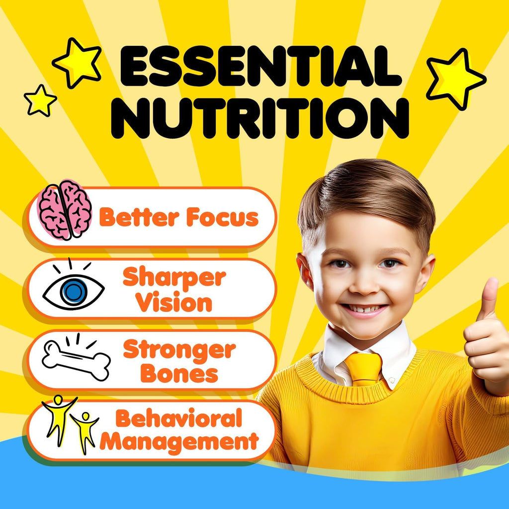 LABO Nutrition I My Kids Brain & Bones Chewable Burstlet, Gluten Free, for Stronger Bones & Behavioral Management, 76% Ultra-Concentrated rTG Form Omega 3 DHA Fish Oil, Vitamin D3 & K2, Orange