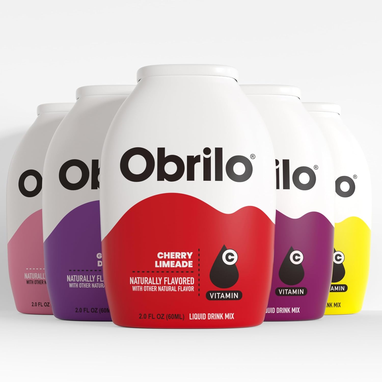 Obrilo Water Enhancer Liquid Flavoring Drops - ZERO Sugar/Calorie, Dye Free, Naturally Flavored Drink Syrup, 2.0 fl oz x 5 Bottles for Kids & Adults (Variety 5 Pack New)