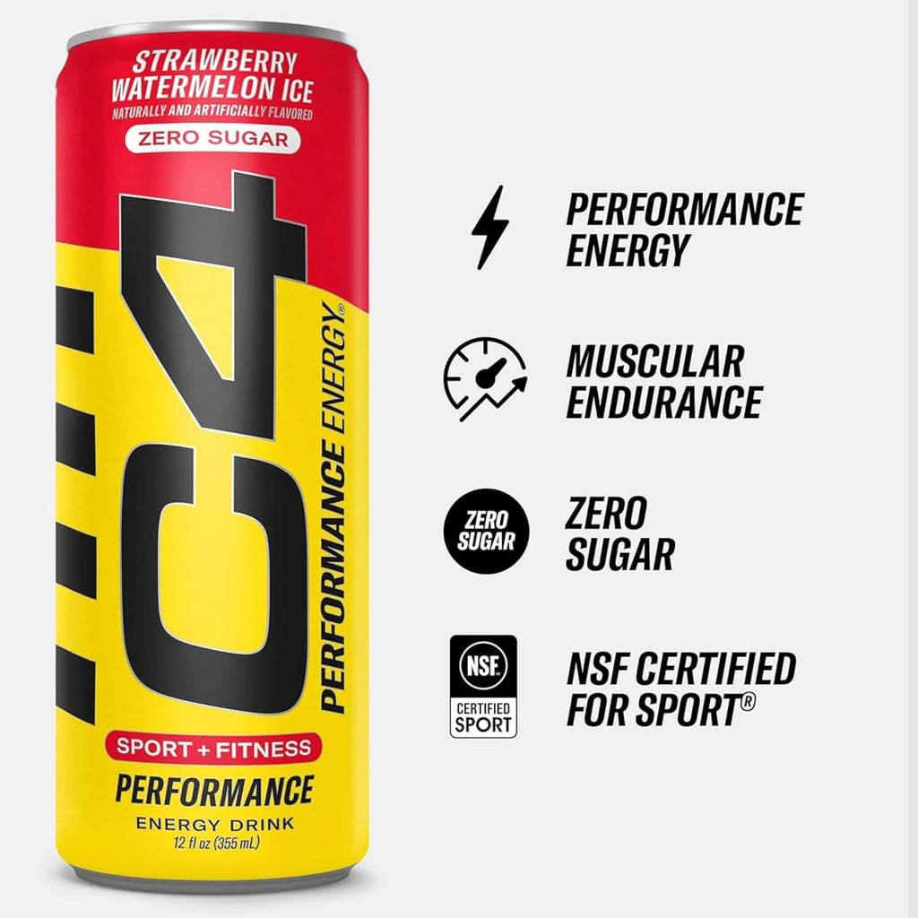 Cellucor C4 Energy Drink POPSICLE Variety Pack, Carbonated Sugar Free Pre Workout Performance Drink, 4 Flavors - Grape & Cherry Popsicle, Strawberry Watermelon Ice, Frozen Bombsicle, 12 Oz Pack of 12